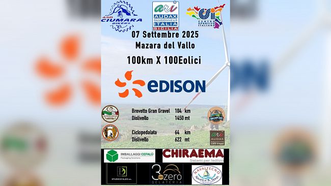 Mazara, torna la ​Randonnée “100 km x 100 Eolici”, valida per il brevetto Gran Gravel Italiano