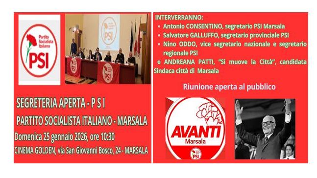 Marsala, il PSI per le Amministrative: domenica al Cinema Golden la presentazione di Andreana Patti Sindaca