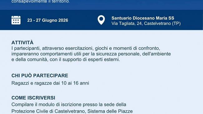 Prende il via il Campo Scuola Nazionale “Anch’io sono la Protezione Civile”, Edizione 2026